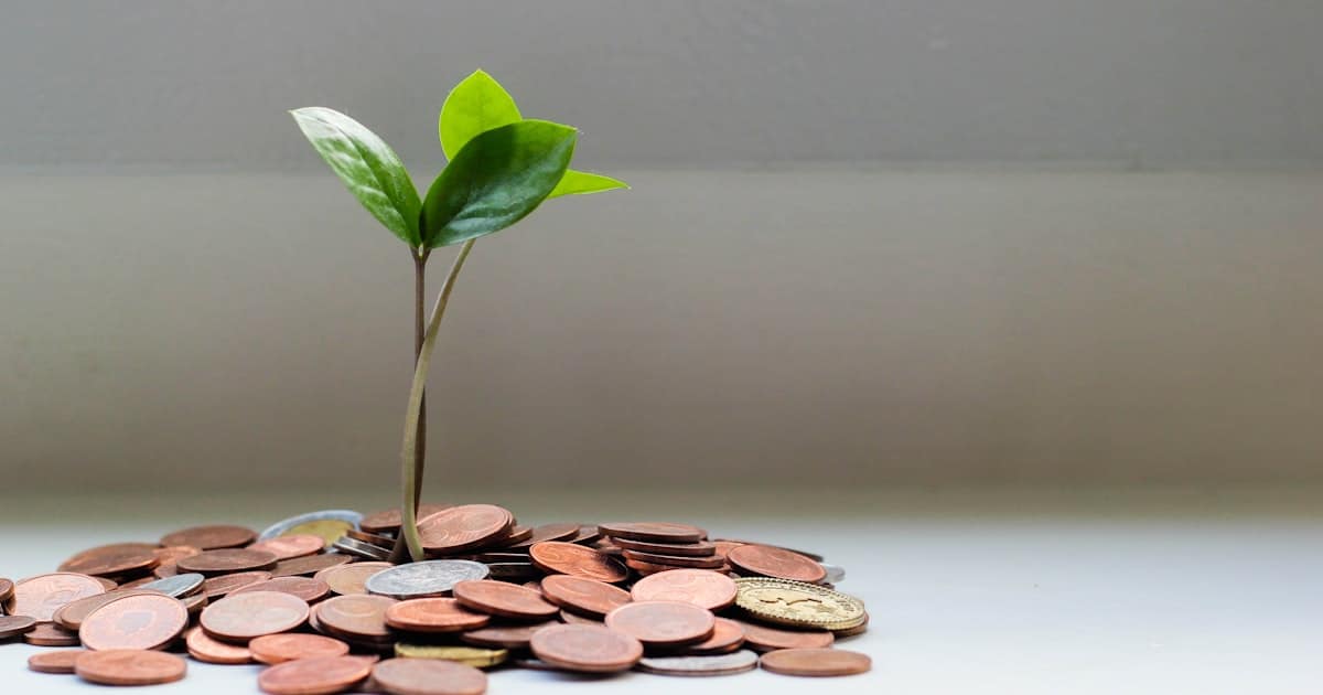 Piggy bank and coins representing savings for a land down payment