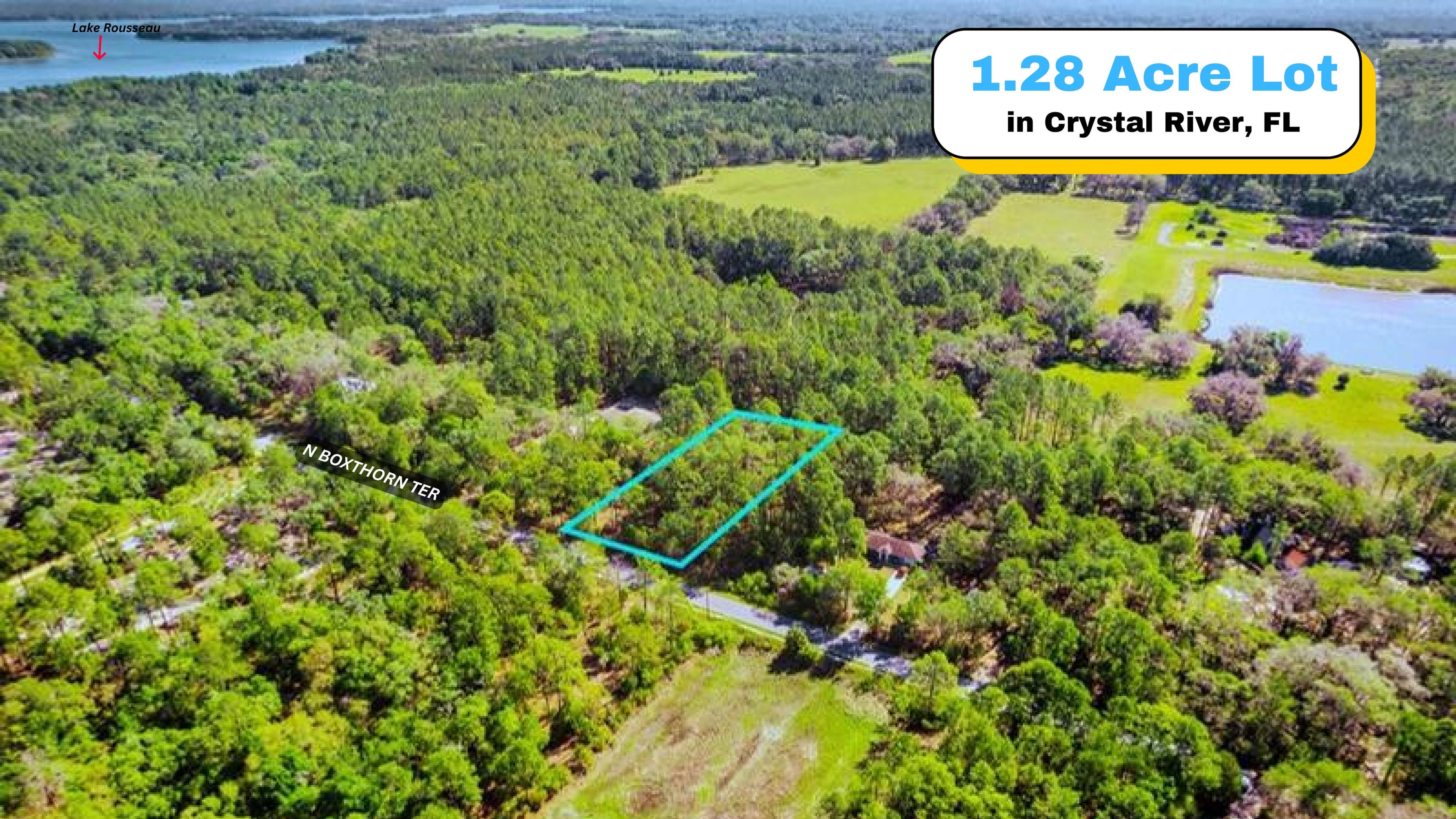 Tranquilo lote arbolado de 1.28 acres en Crystal River, FL — Cerca del lago Rousseau y el Golfo — 1 of 9